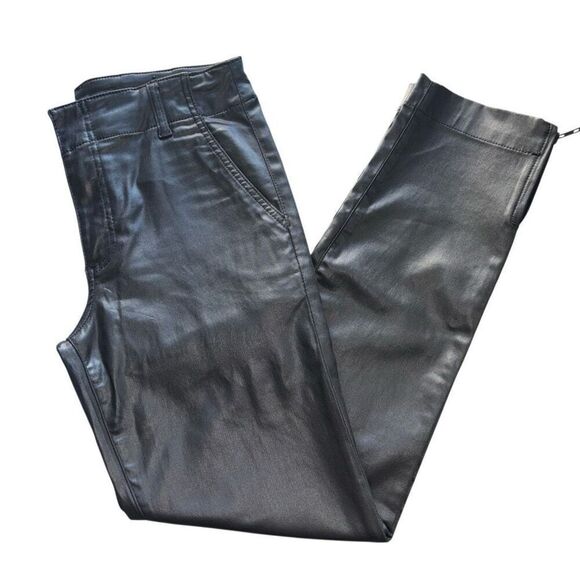 Kut from the kloth Reese ankle straight leg faux leather pants black 8 Long - Picture 12 of 12